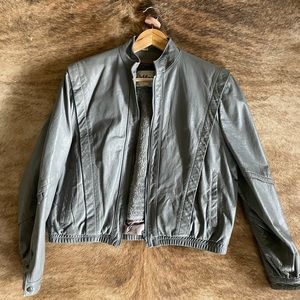 Vintage 1980s Wilson’s Grey Leather Jacket with Zipper Vest